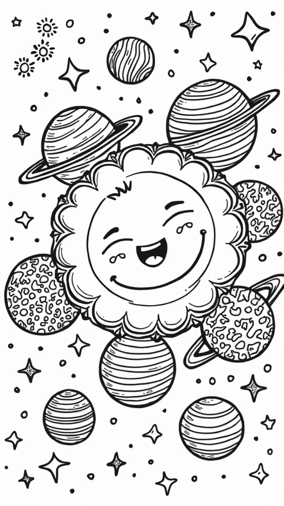 coloring page solar system